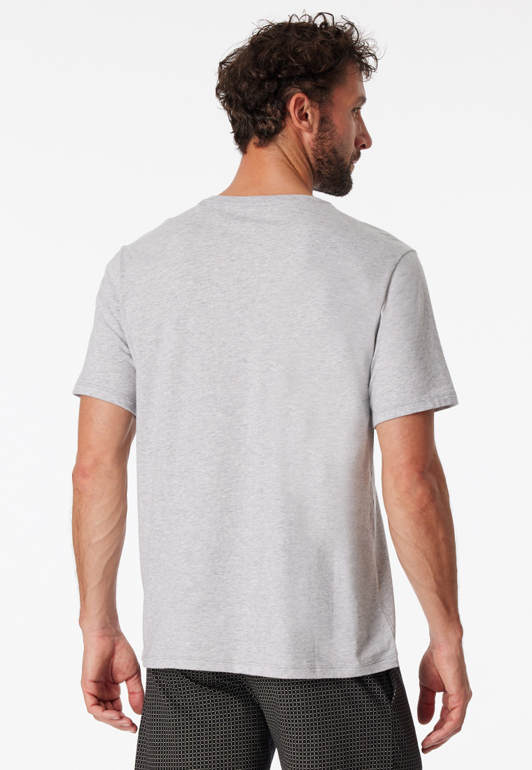 Shirt short-sleeve V-neck heather grey - Mix + Relax