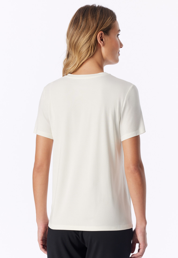 Shirt kurzarm V-Ausschnitt naturweiß - Mix+Relax