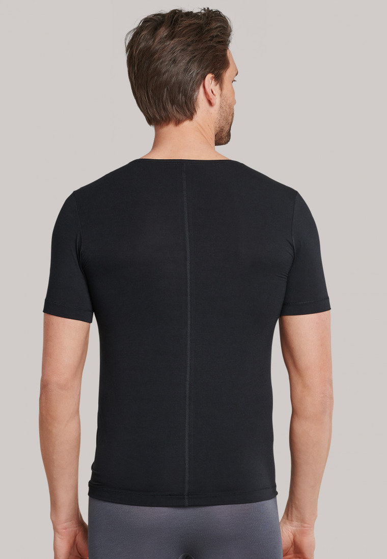 Shirt korte mouwen V-hals zwart- Personal Fit