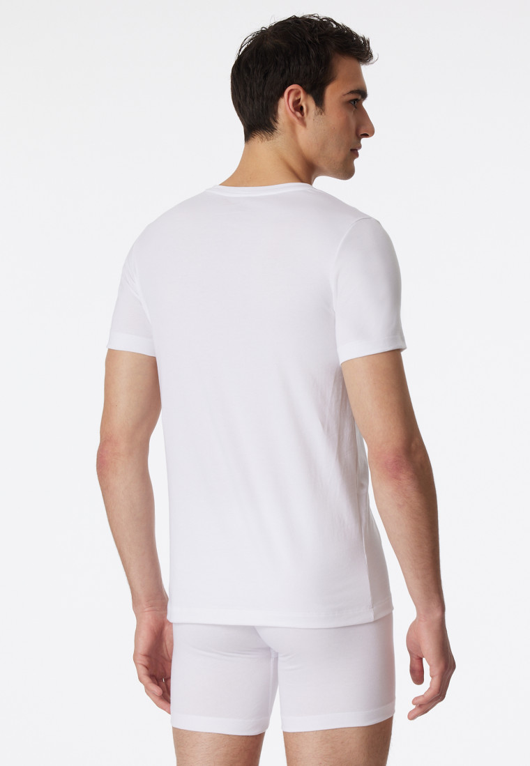 Maglia scollo a V a manica corta di colore bianco - Long Life Cotton