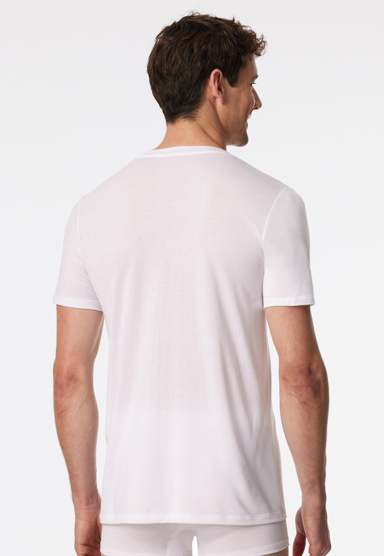 Shirt short sleeve v-neck white - Premium Modal