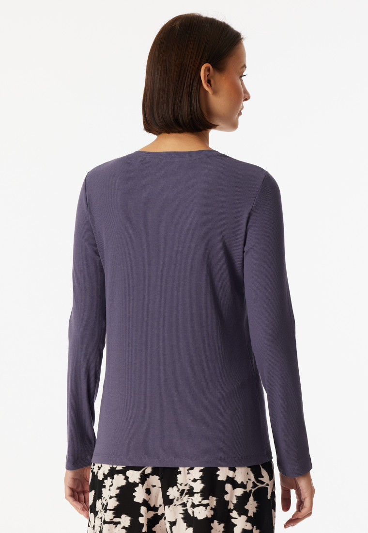 Shirt langarm Doppelripp Druckknöpfe indigo - Mix+Relax