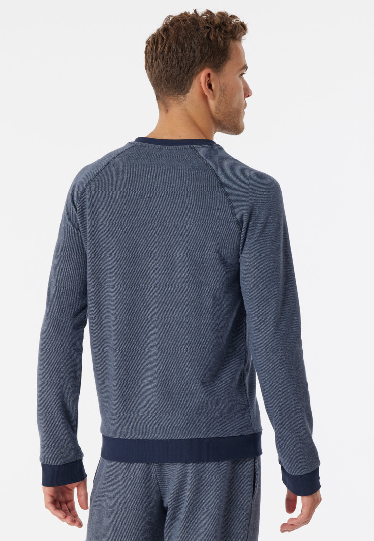 Maglia a maniche lunghe in felpa con polsini, blu notte - Mix+Relax