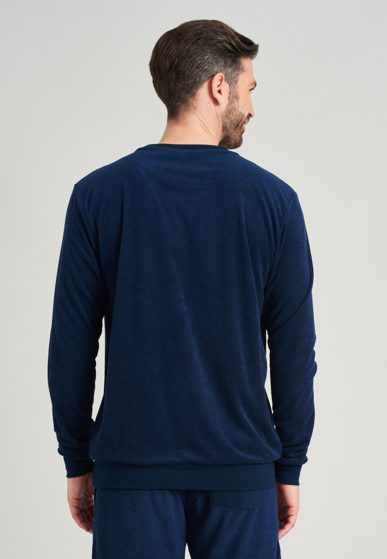 Shirt langarm Frottee Bündchen nachtblau - Mix+Relax