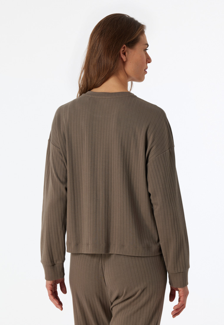 Shirt long-sleeved interlock organic cotton taupe - Mix & Relax
