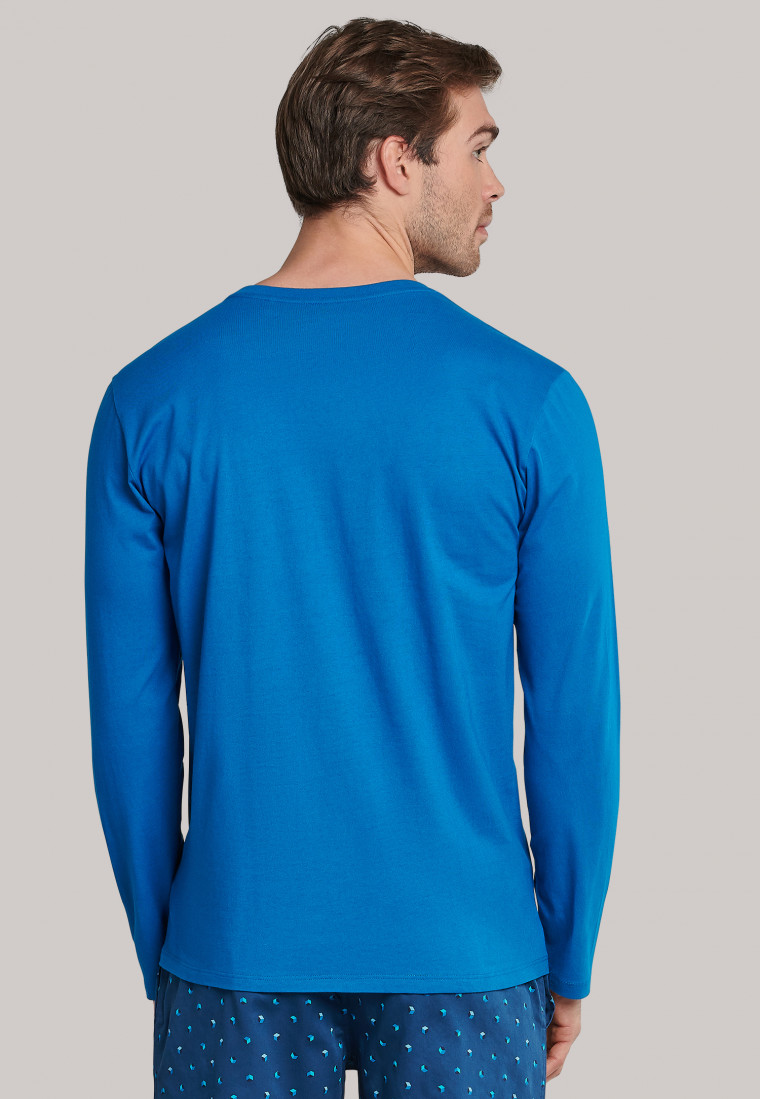 Shirt langarm Jersey Knopfleiste blau - Mix+Relax