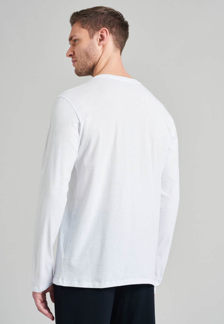 Shirt long-sleeved jersey button placket white - Mix + Relax