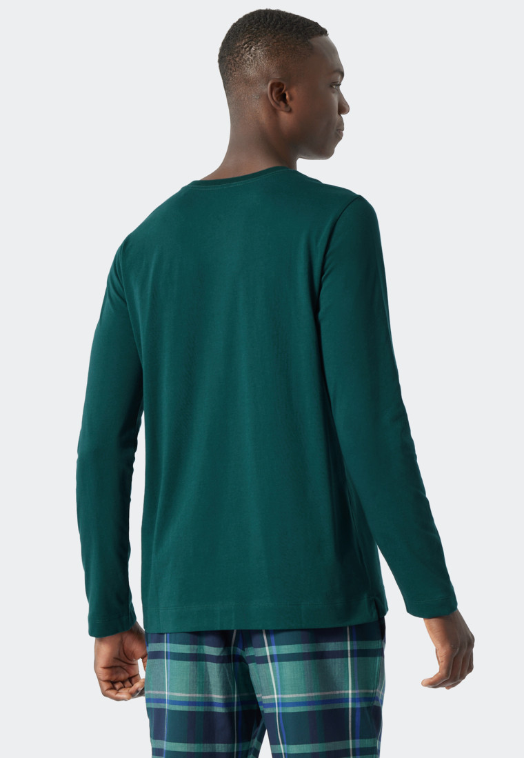 Shirt langarm merzerisierte Baumwolle rundhals dunkelgrün - Mix+Relax