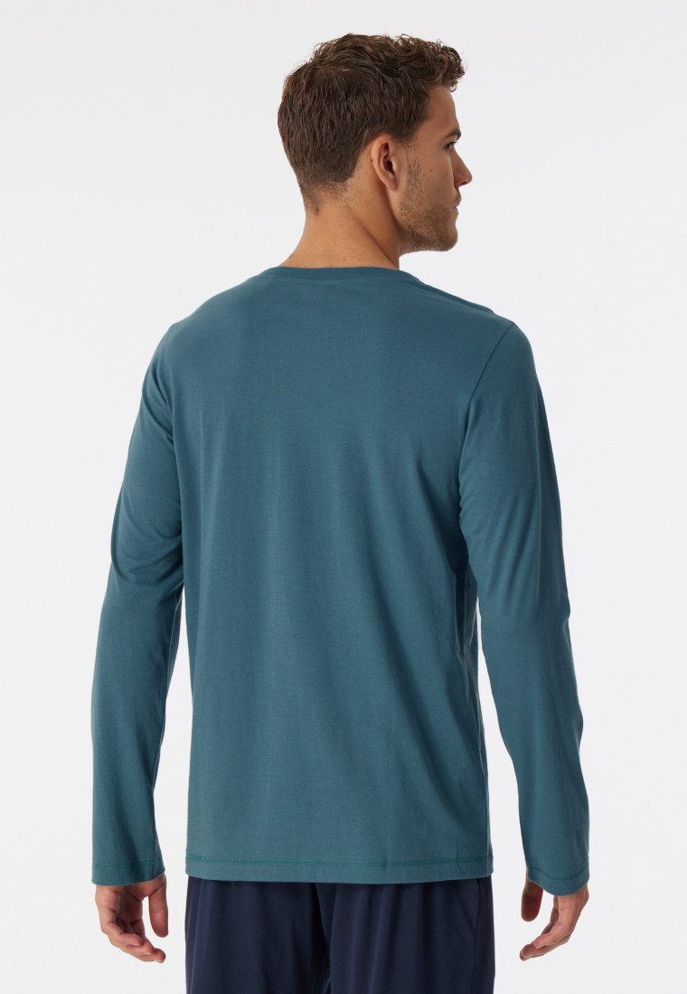 Maglia a maniche lunghe in cotone biologico, verde petrolio - Mix+Relax