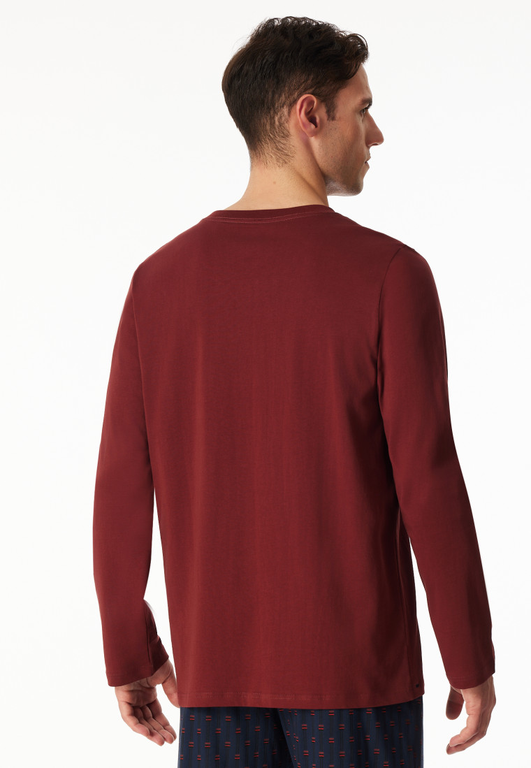 Shirt met lange mouwen en v-hals wijnrood - Mix+ Relax