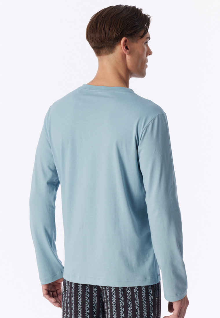 Shirt met lange mouwen en v-hals, ijsblauw - Mix+ Relax