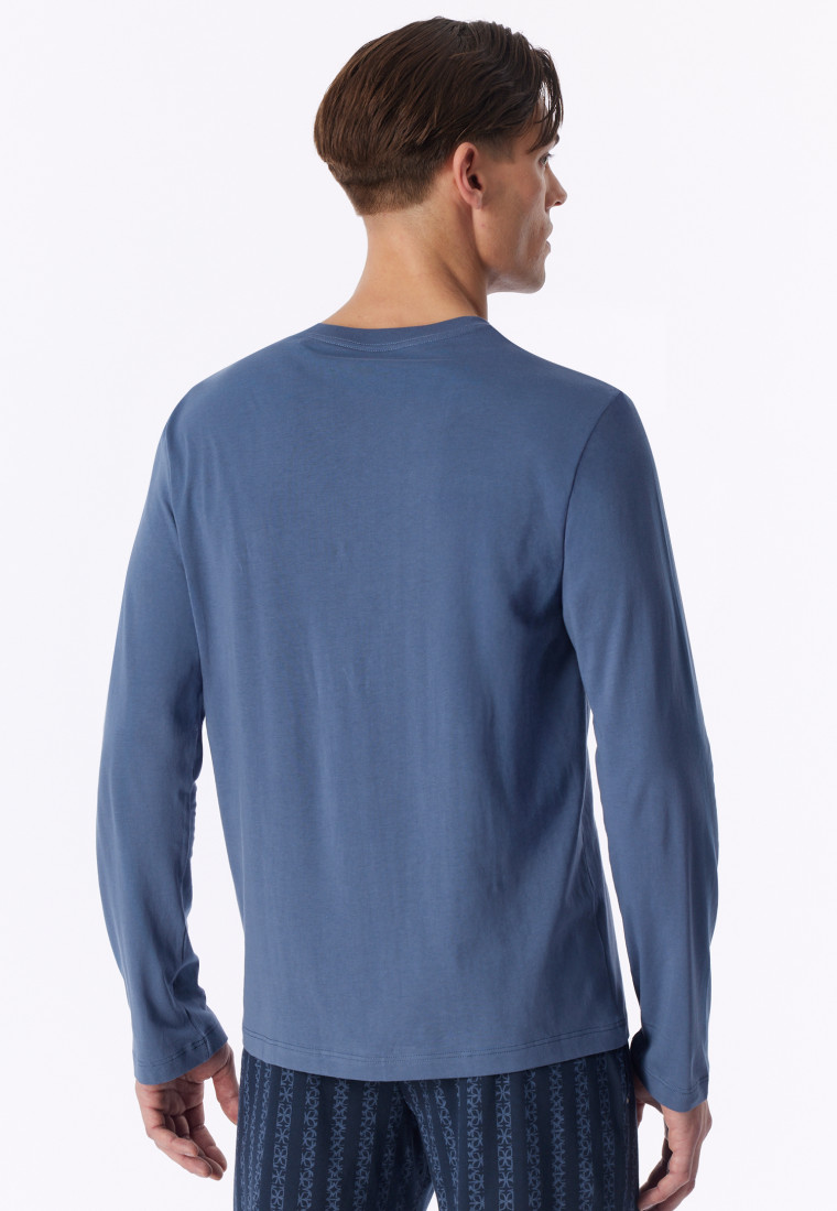 Shirt met lange mouwen en v-hals, faded denim - Mix+ Relax