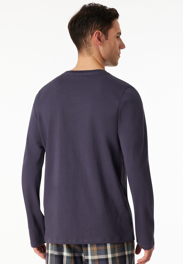 Shirt langarm V-Ausschnitt graphit - Mix+Relax