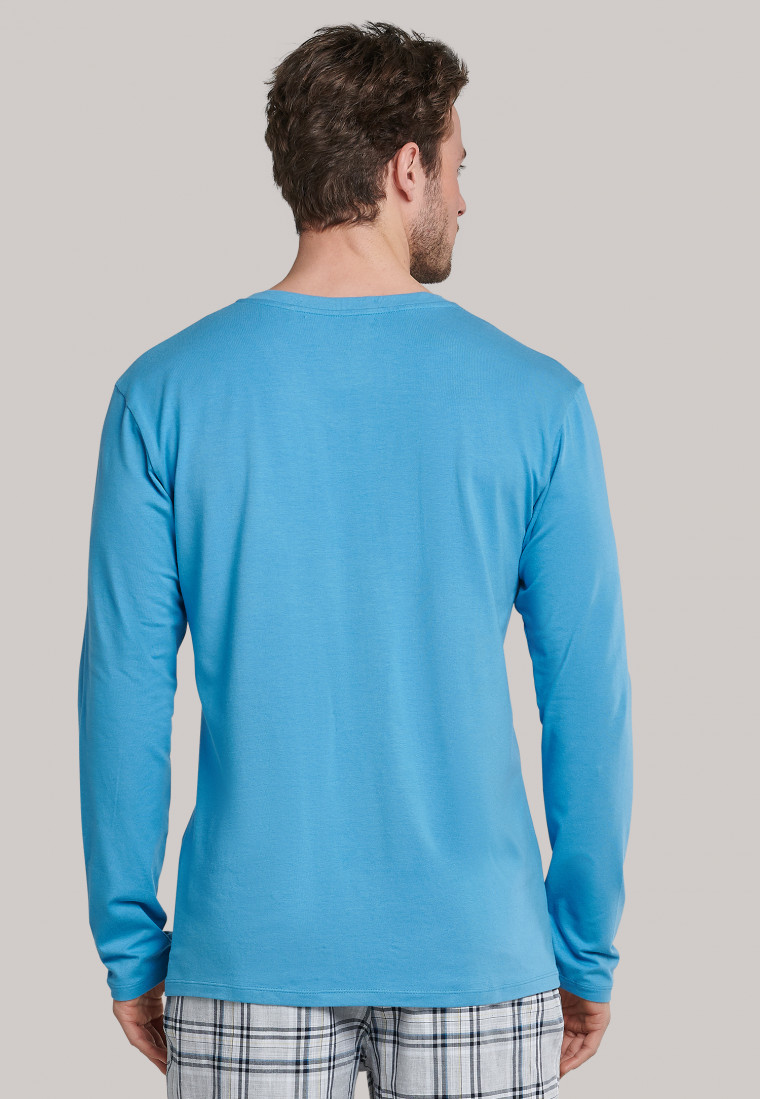 Shirt langarm V-Ausschnitt hellblau - Mix+Relax