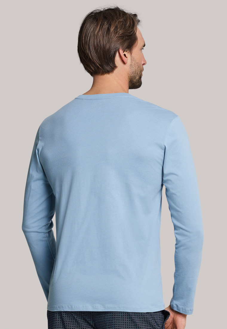 Shirt langarm V-Ausschnitt hellblau - Mix & Relax Cotton