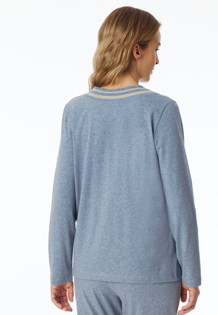 Shirt long-sleeve v-neck jeans-mottled - Mix+Relax