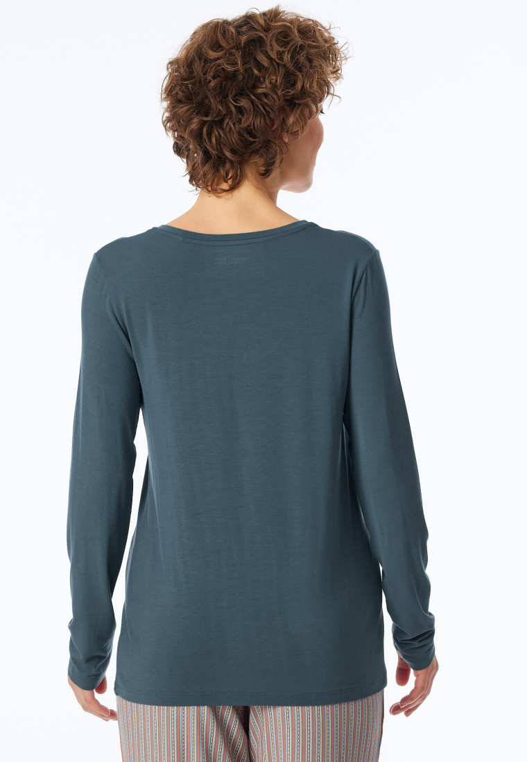 Shirt langarm V-Ausschnitt jeansblau - Mix+Relax