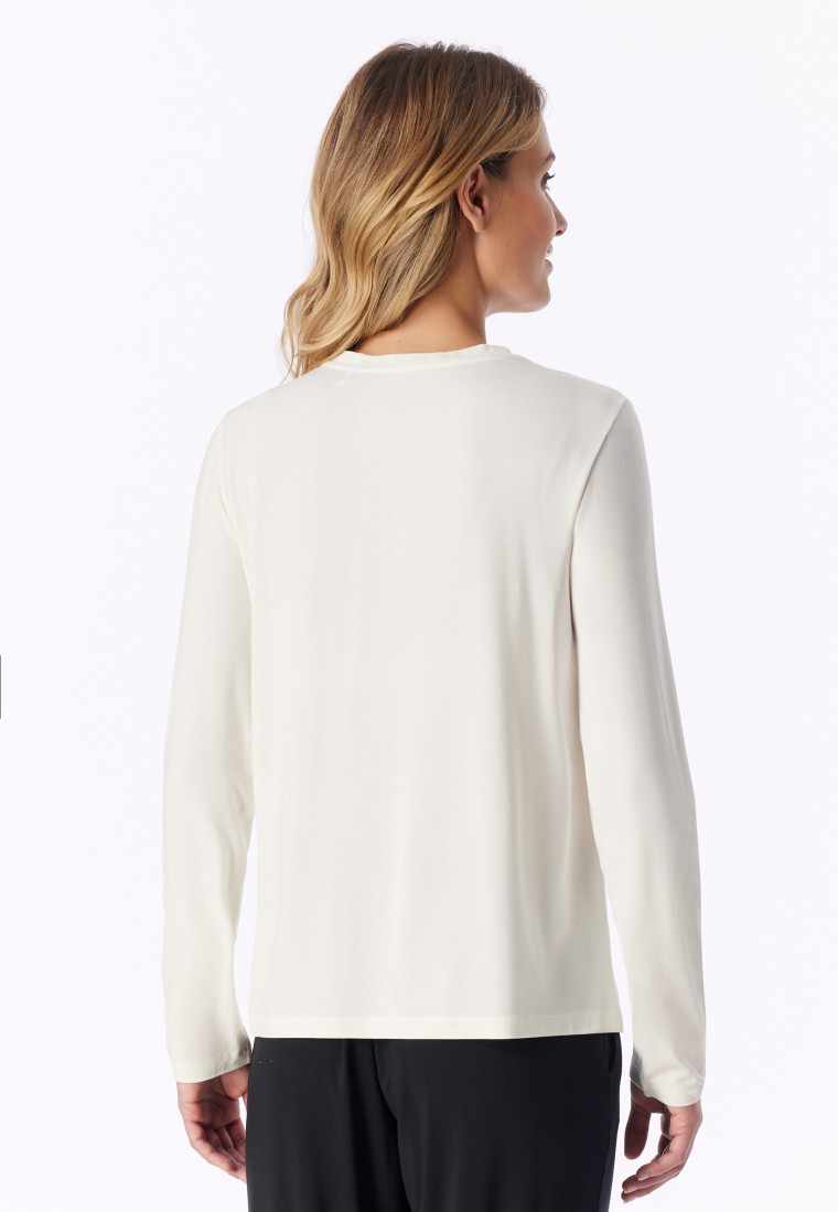 Shirt langarm V-Ausschnitt naturweiß - Mix+Relax