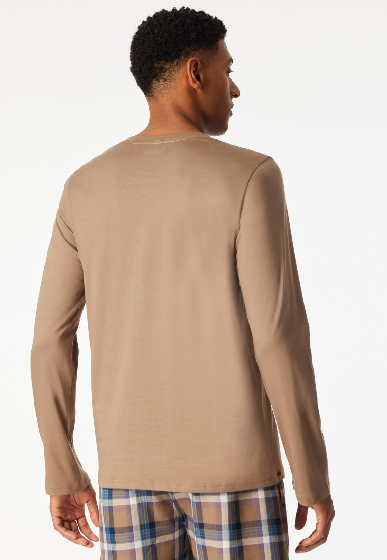 Shirt lange mouwen v-hals nougat - Mix+ Relax