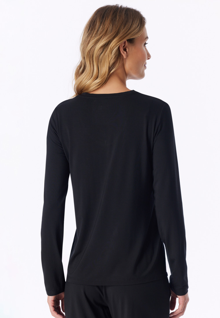 Shirt langarm V-Ausschnitt schwarz - Mix+Relax
