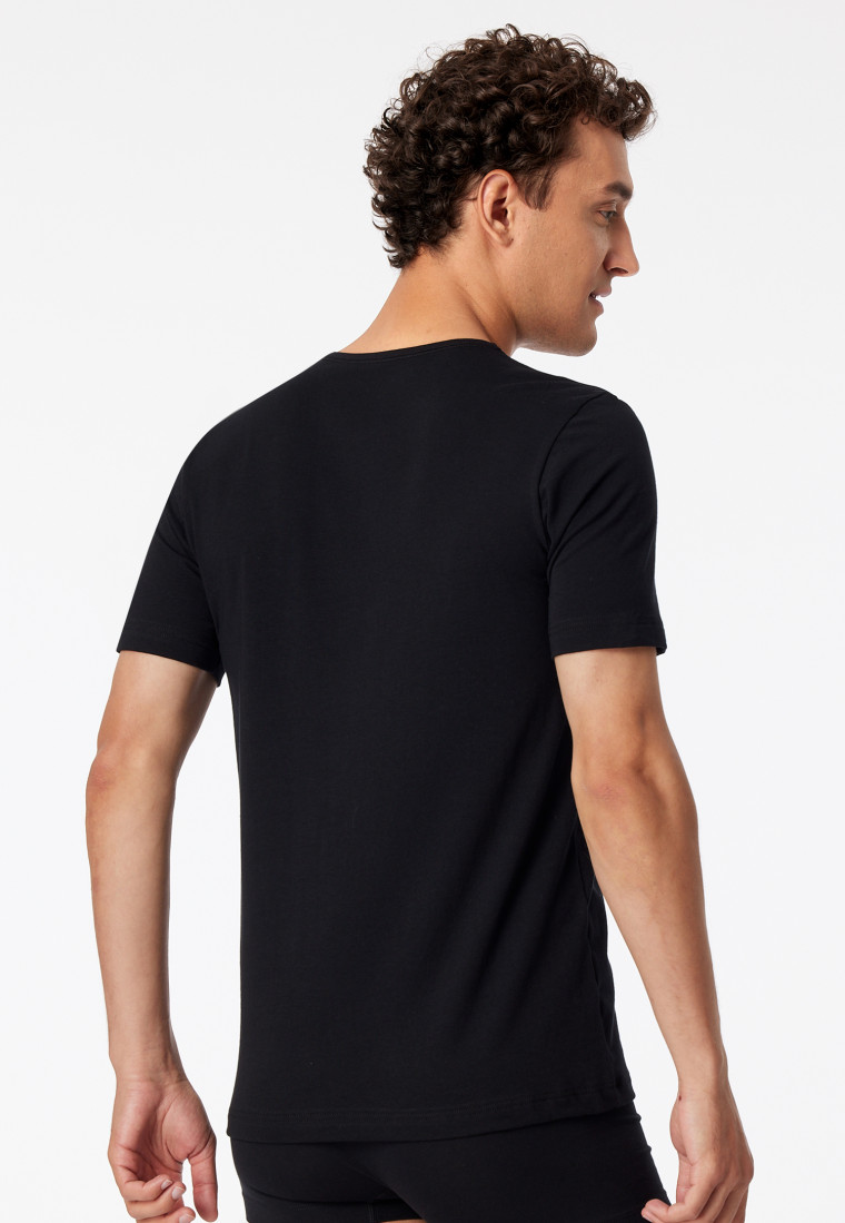 Shirts short-sleeved 2-pack organic cotton round neck black - 95/5