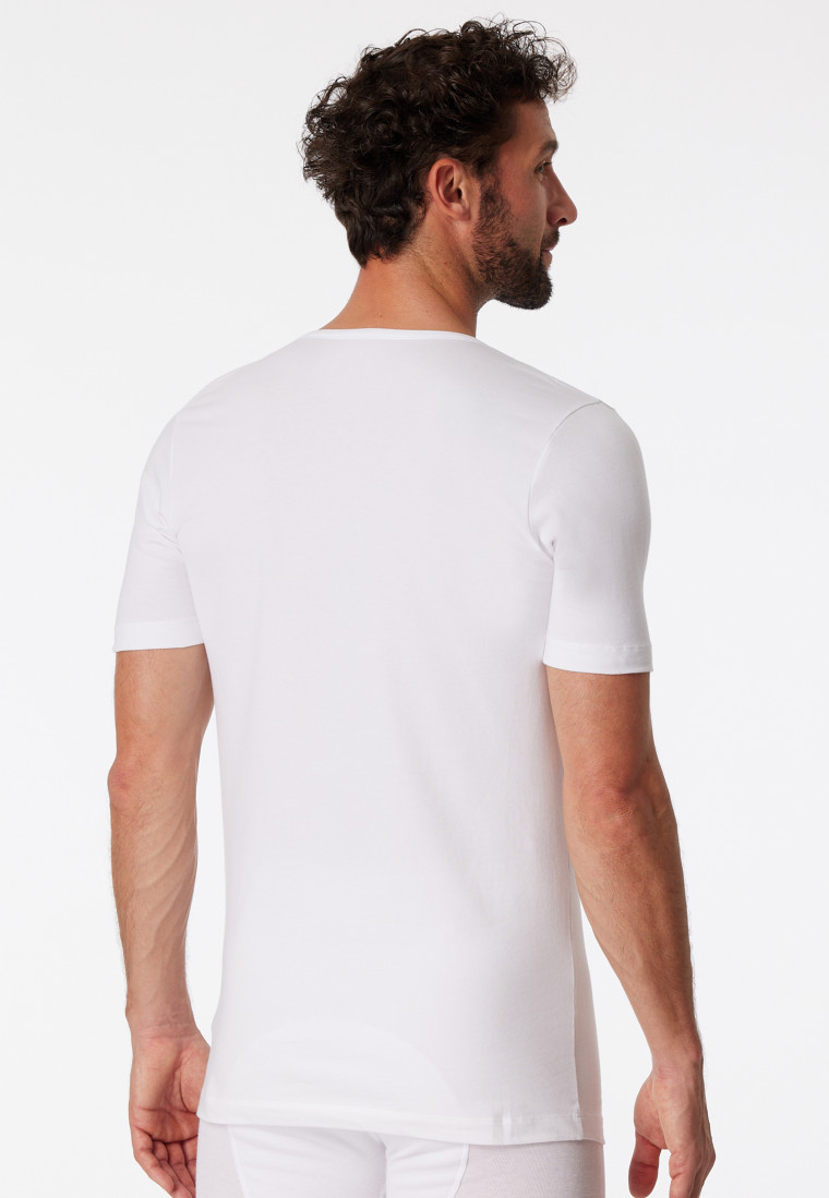 Shirts short-sleeved 2-pack organic cotton deep V-neck white - 95/5