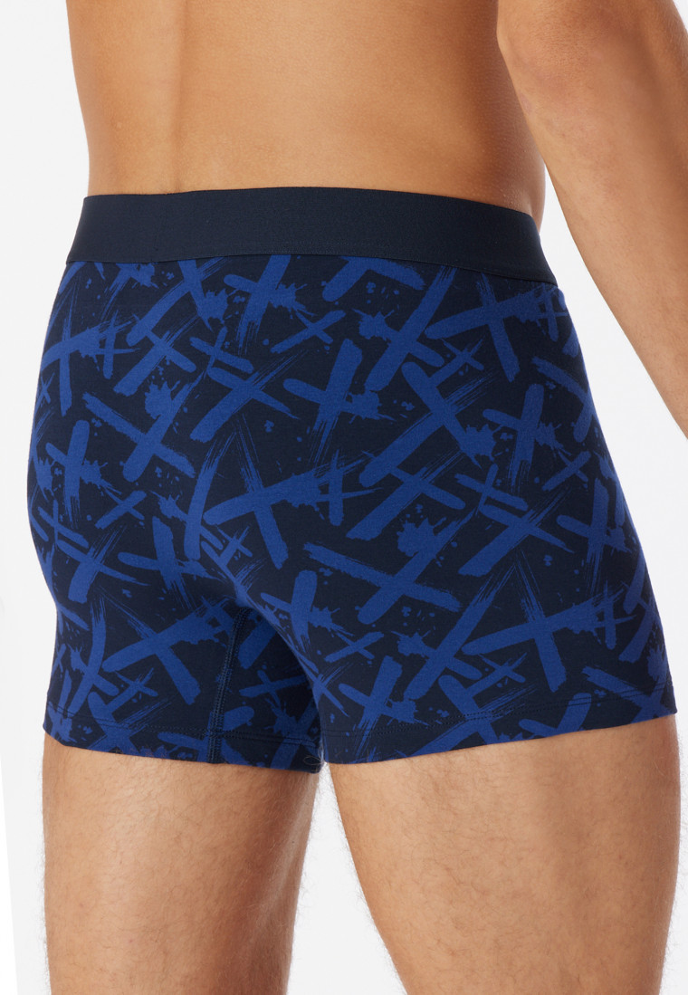 Boxer briefs 3-pack organic cotton woven elastic waistband solid colored/patterned dark blue/royal blue - 95/5