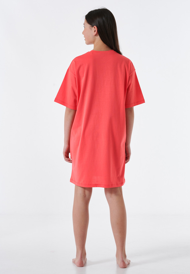 Slaapshirt korte mouw organic cotton flower rood - Nightwear