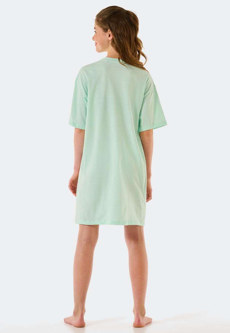 Sleep shirt short-sleeved organic cotton cockatoo mint - Ocean Flow