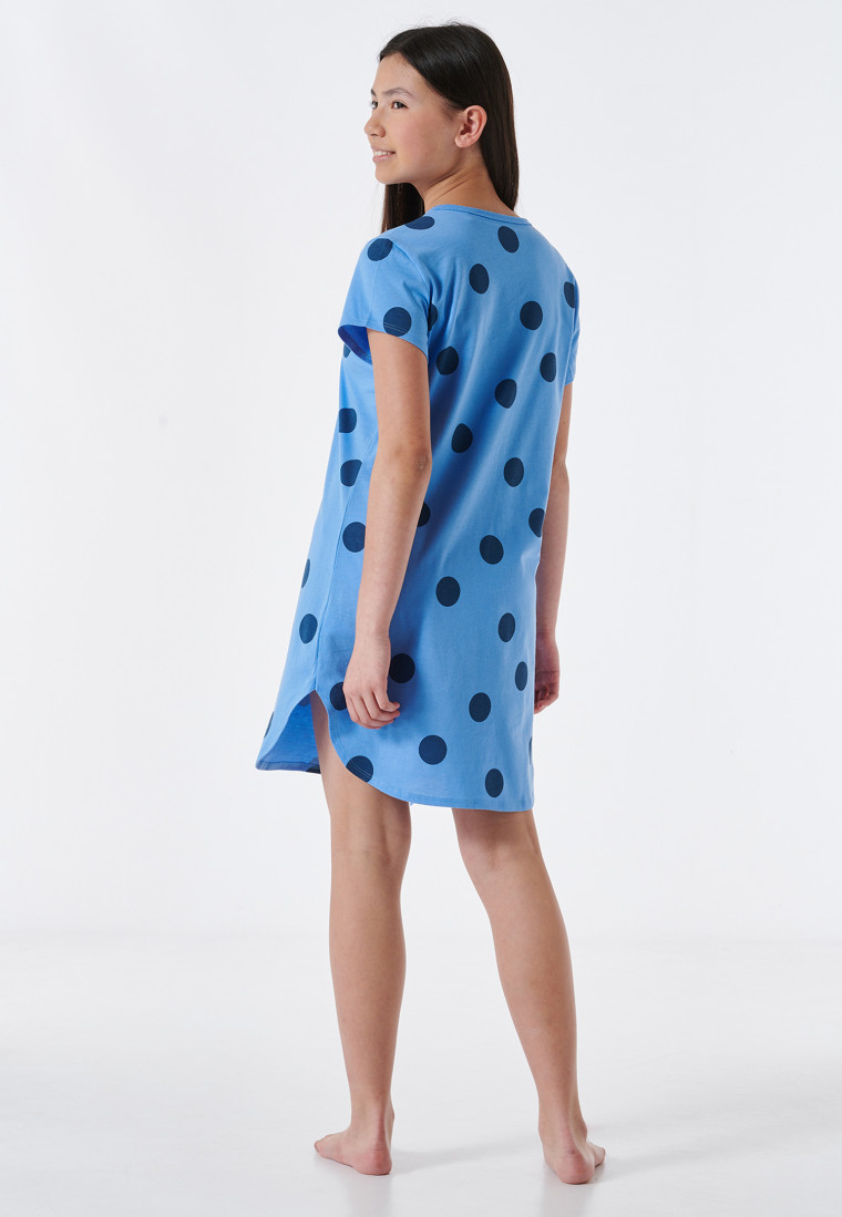 Sleepshirt short sleeve Organic Cotton dots light blue - Nightwear