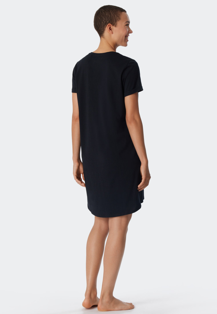Sleep shirt short-sleeved print black - Essential Nightwear