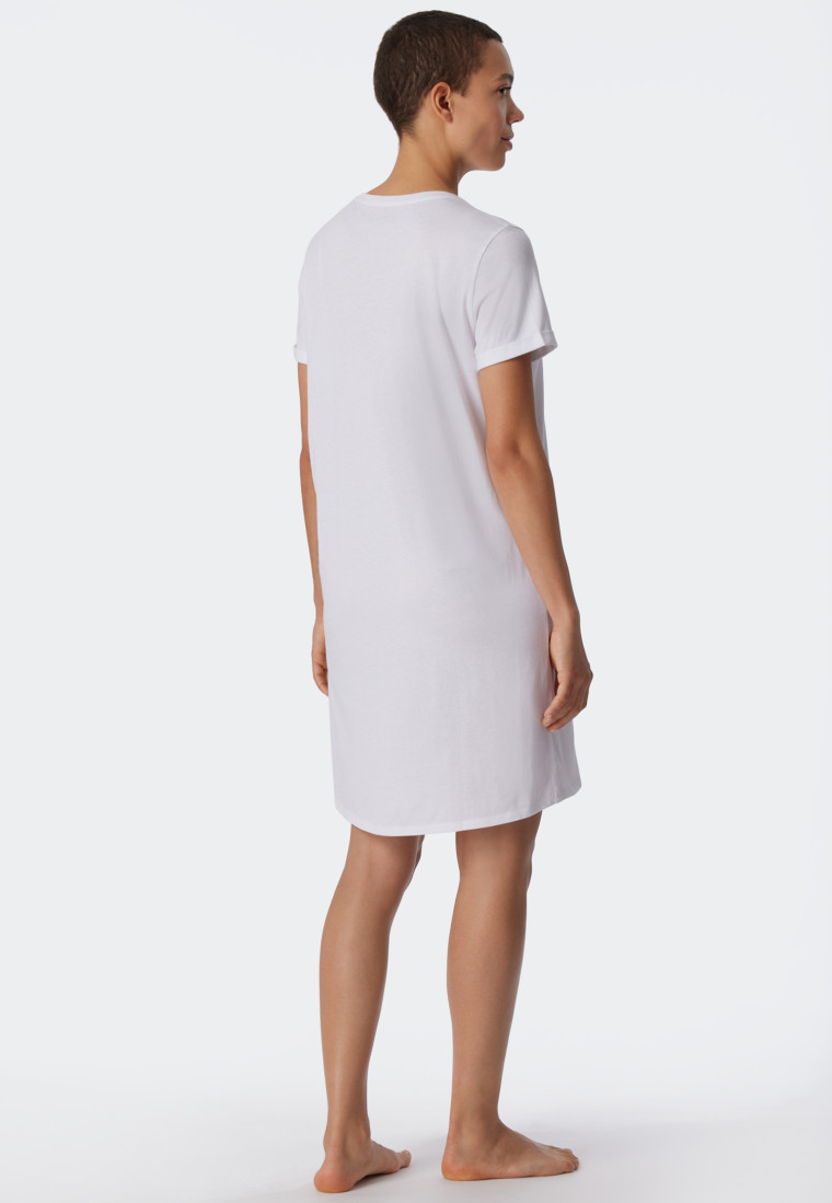 Slaapshirt korte mouwen print wit - Essential Nightwear