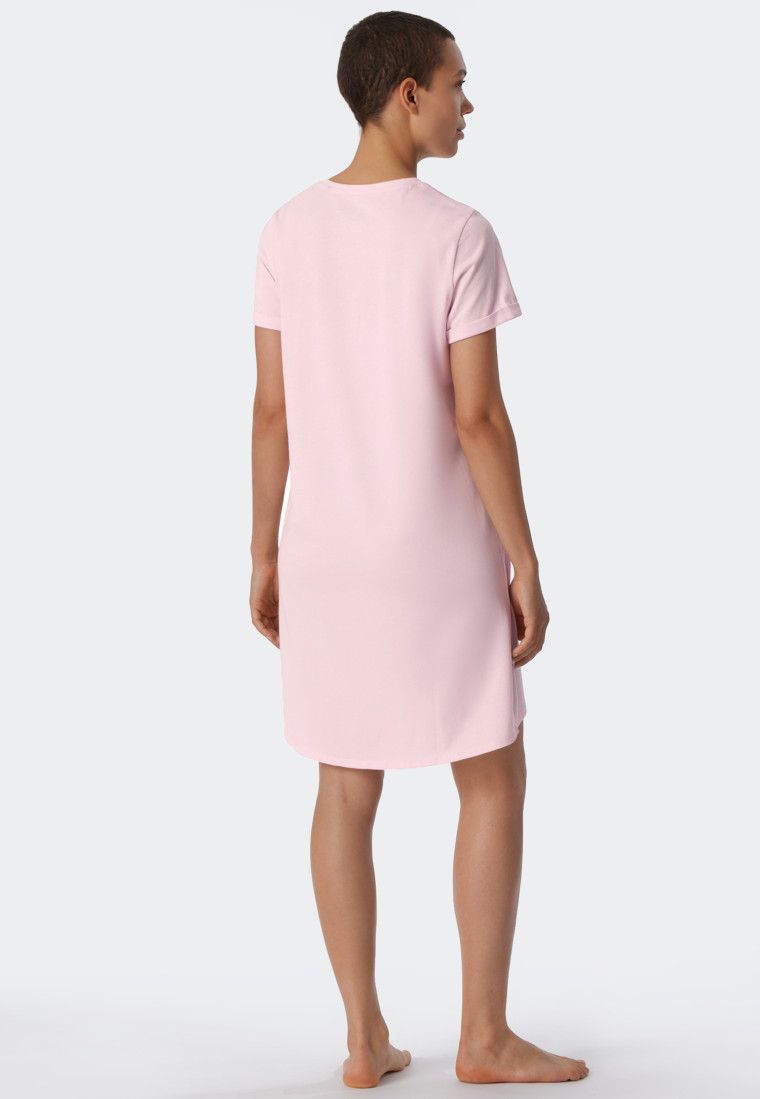 Chemise de nuit manches courtes imprimé rose tendre - Essential Nightwear