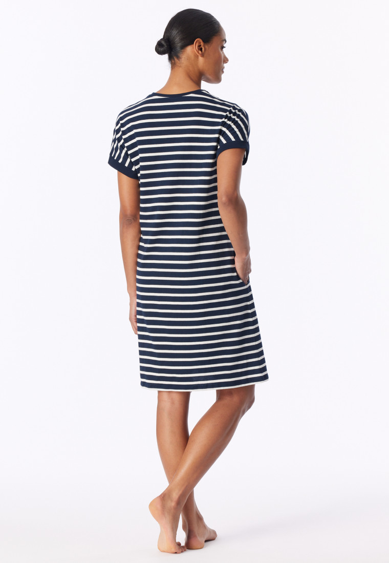 Sleepshirt kurzarm Streifen nachtblau - Casual Essentials