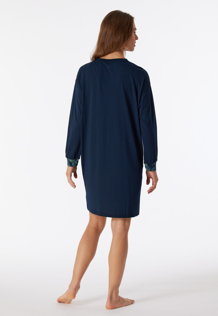 Slaapshirt lange mouwen oversized modal nachtblauw - Modern Nightwear