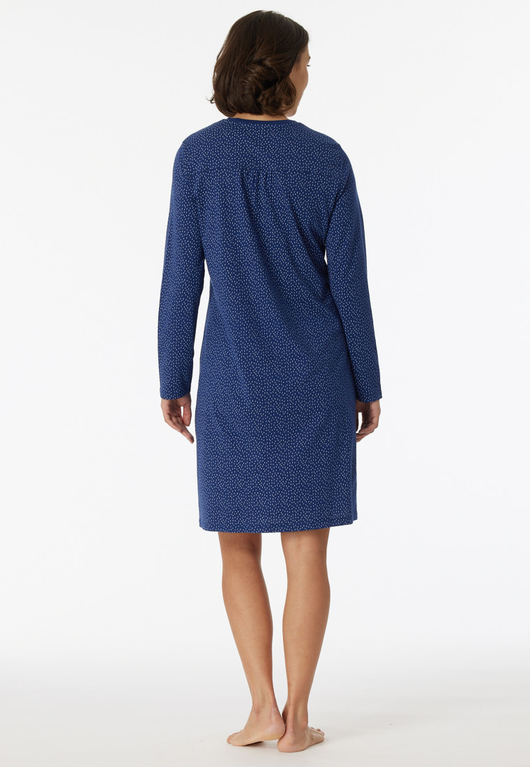 Long-sleeved V-neck sleep shirt polka dots navy - Comfort Essentials