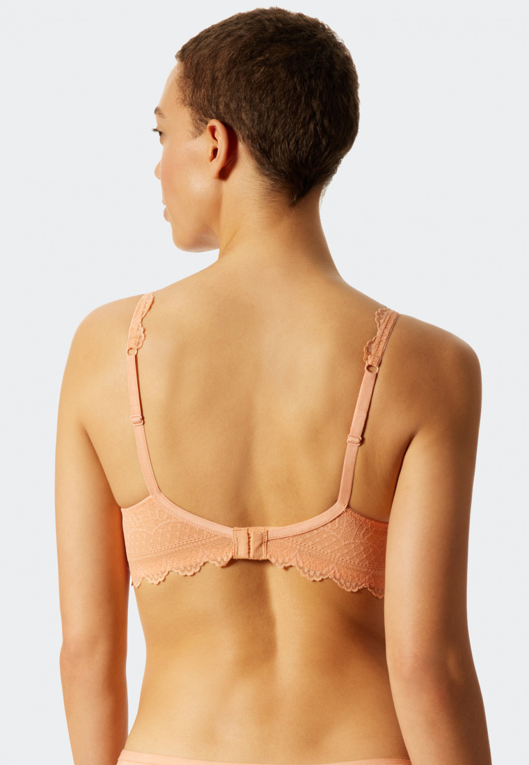 Soft bra without underwire all-over lace peach - Feminine Lace