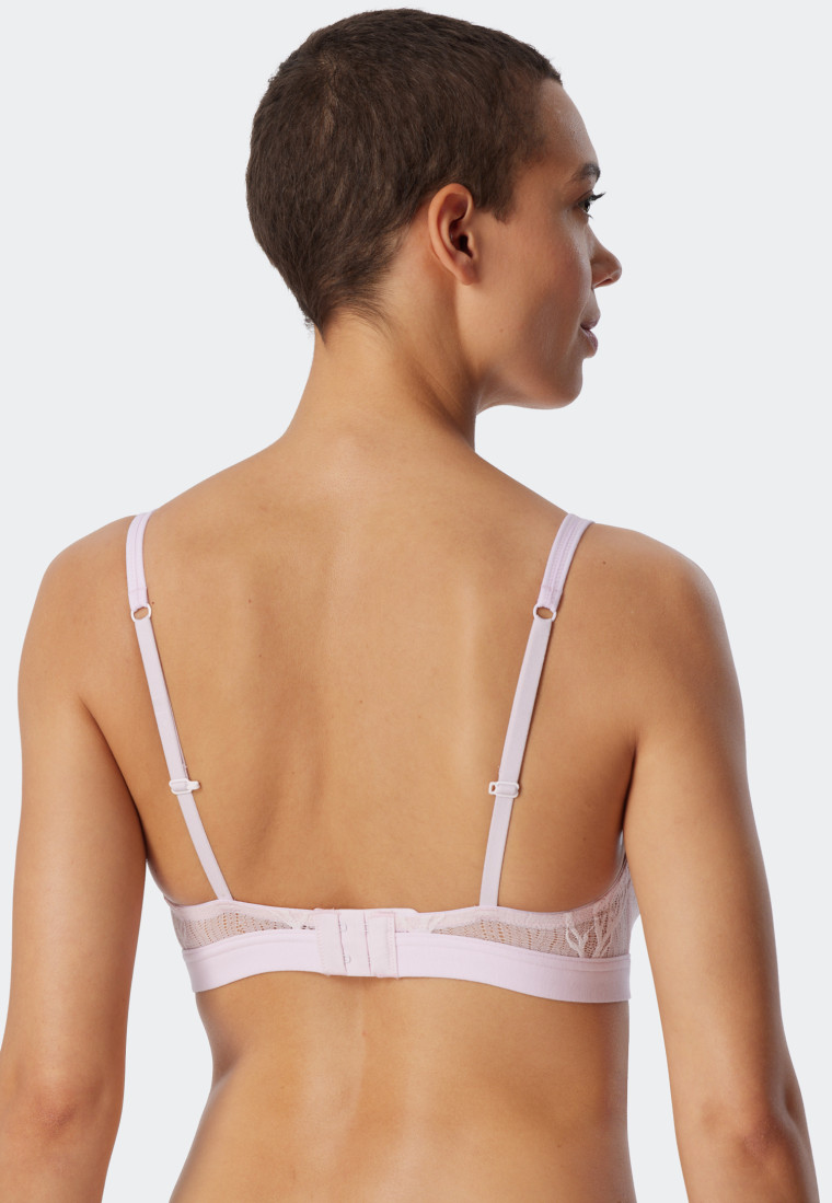 Soft bra without underwire and pads pale pink - Modal and Lace