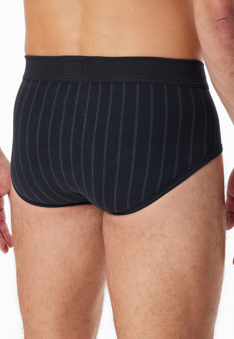 Sportslip mit Eingriff Streifen nachtblau - Fine Interlock