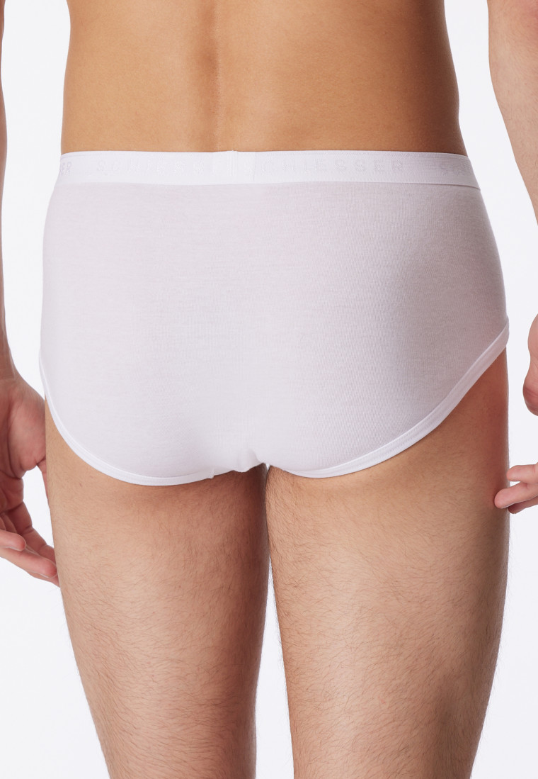 Sport briefs, 2-pack, with fly, fine rib, white - Original Fine Rib