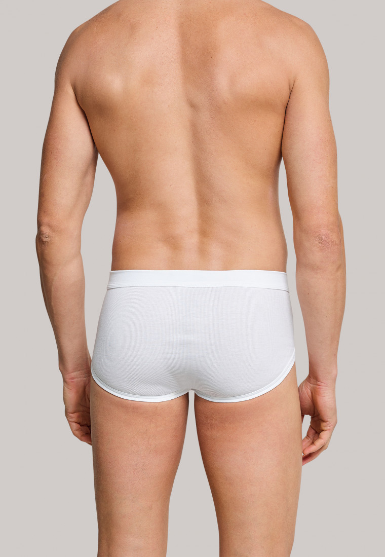 2-pack white double rib sports briefs with a fly - Essential