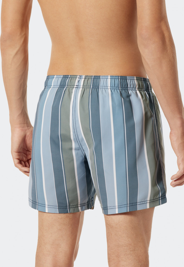 Short de bain matière tissée rayé bleu-vert - California Cruise