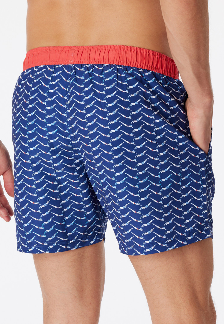 Swimshorts matière tissée nageur imprimé rouge - Casual Swim