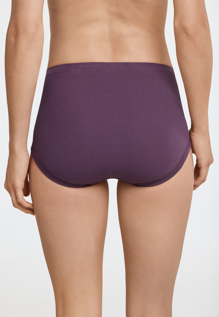 Waist panties, 2-pack, fine rib, aubergine - Original Fine Rib