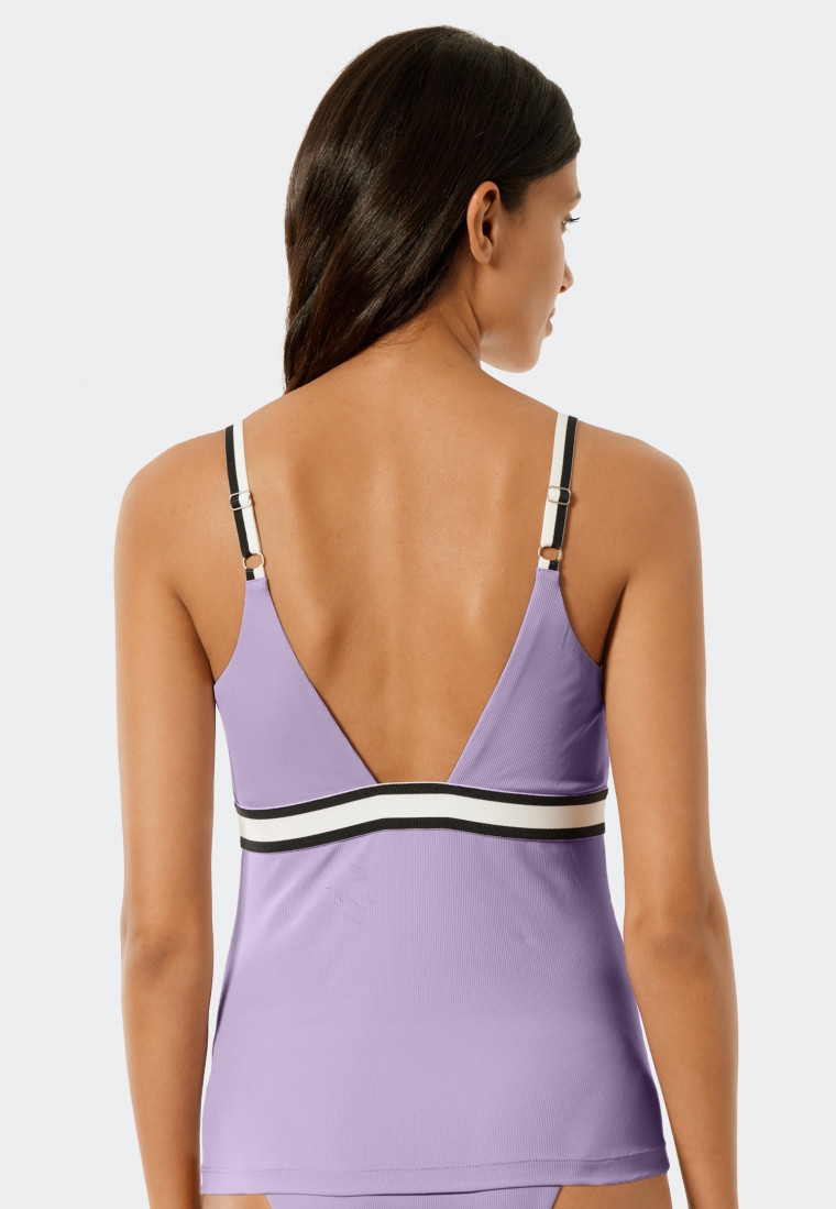 Tankini top removable soft cups adjustable straps purple - California Dream