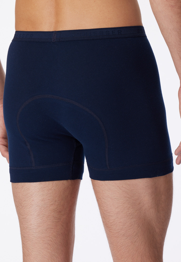 Short underpants with fly fine rib navy - Original Fine Rib