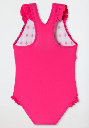 Swimsuit knitwear recycled SPF40+ ethnic cat ruffles pink - Cat Zoe