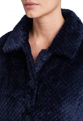 Fleece coat button placket collar dark blue - selected! premium inspiration