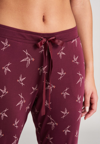 Lounge pants long interlock all-over print burgundy - Mix + Relax