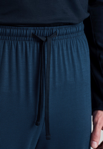 Long pajamas Tencel Pepita Serafino collar blue - Selected! Premium